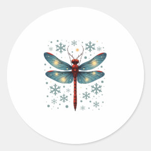 Festive Dragonfly Glow Classic Round Sticker