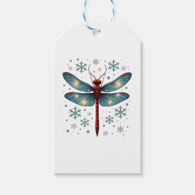 Festive Dragonfly Glow Gift Tags (Front)