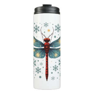 Festive Dragonfly Glow Thermal Tumbler