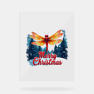 Festive Dragonfly Lights Acrylic Sign