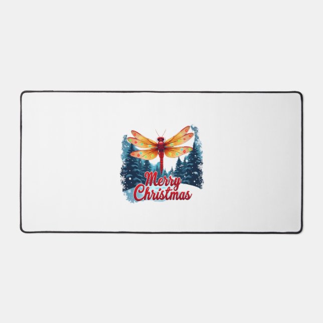 Festive Dragonfly Lights Desk Mat (Front)