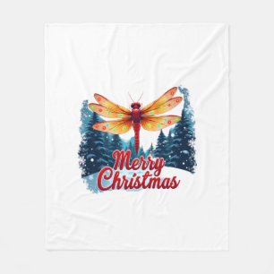 Festive Dragonfly Lights Fleece Blanket