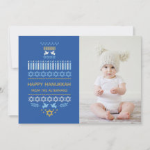 Festive Dreidel Icons Hanukkah Holiday Blue Gold