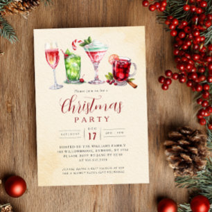 Festive Drinks Charming Christmas Party   Invitation