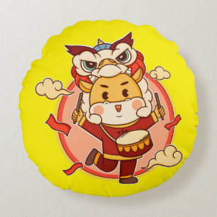 Festive Drummer Round Cushion