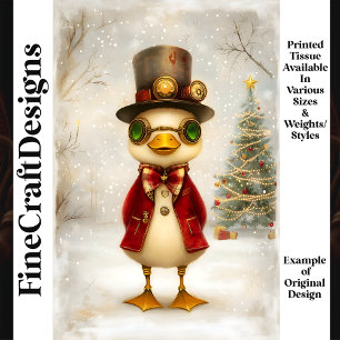 Festive Duckling With Christmas Tree L3 Decoupage Tissue Paper