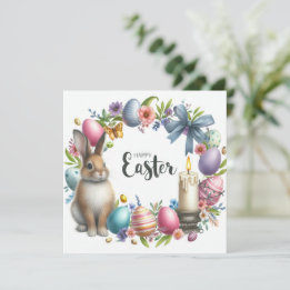 Festive Easter Bunny Illustration  Holiday Card