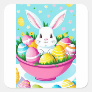 Festive Easter Rabbit  Square Sticker