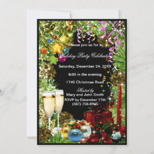 Festive Eat Drink Be Marry Christmas Party Invite
