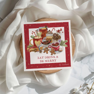 Festive Eat, Drink & Be Merry Christmas  Napkin