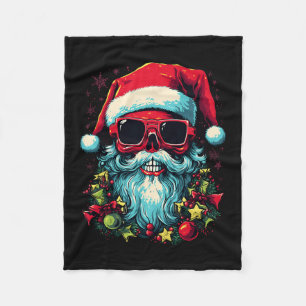 Festive Edge Edgy Christmas Skull Graphic Design  Fleece Blanket