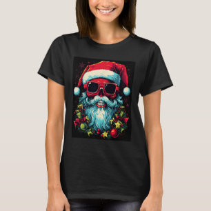 Festive Edge Edgy Christmas Skull Graphic Design  T-Shirt
