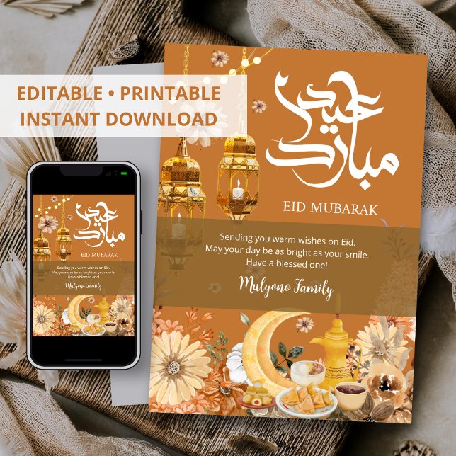 Festive Eid Mubarak Card - Autumn Flowers (Creator Uploaded)