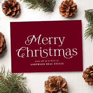 Festive Elegance Burgundy Merry Christmas Business Holiday Card