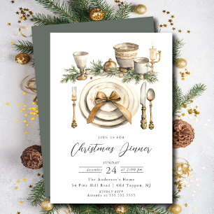Festive Elegance Christmas Dinner Invitation