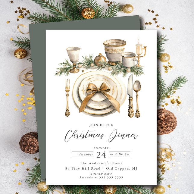 Festive Elegance Christmas Dinner Invitation (Creator Uploaded)