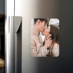 Festive Elegance Merry Christmas Photo Magnet