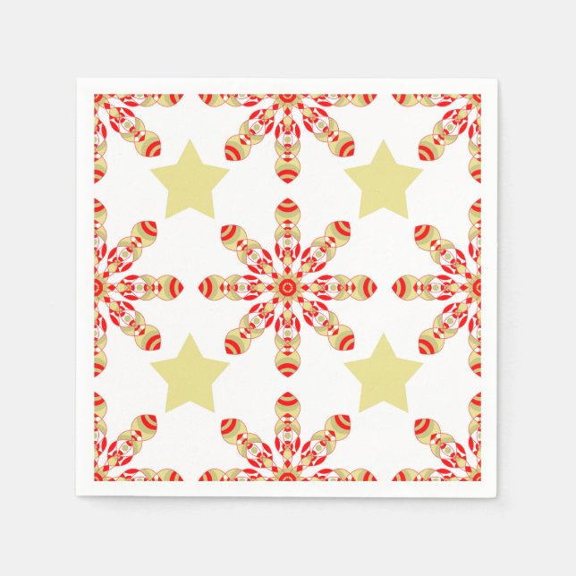 Festive elegance: red and gold starry pattern napkin (Front)