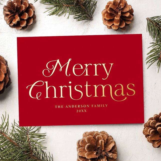 Festive Elegance Red Merry Christmas Non-Photo Foil Holiday Card (Creator Uploaded)