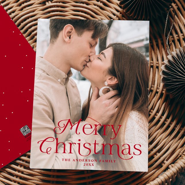 Festive Elegance Red Merry Christmas Photo Holiday Card (Creator Uploaded)