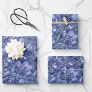festive elegant blue tiled Christmas pattern Wrapping Paper Sheet