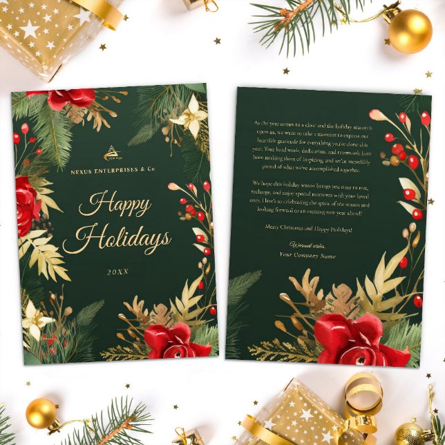 Festive Elegant Business Professional Christmas Holiday Card