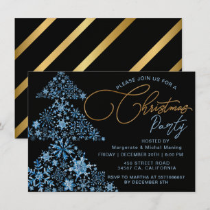 Festive Elegant Christmas PARTY Golden Glitter Invitation