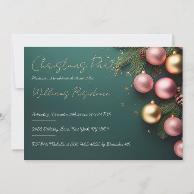 Festive Elegant Christmas Party Invitation (Front)