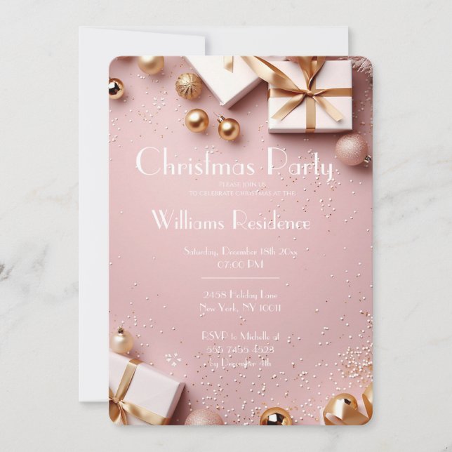 Festive Elegant Christmas Party Invitation (Front)