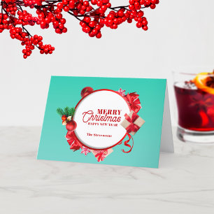 Festive Elegant Ornaments Christmas New Year Holiday Card