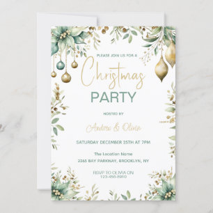 Festive Elegant Ornaments  Christmas Party Invitation