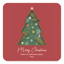 Festive Elegant Paper Cut Merry Christmas Tree