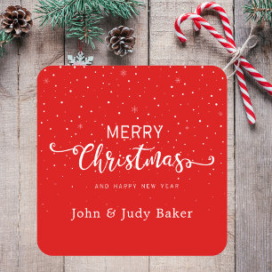 Festive Elegant Typography Red Christmas Sticker