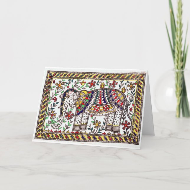 Festive Elephant Greeting Card (Front)