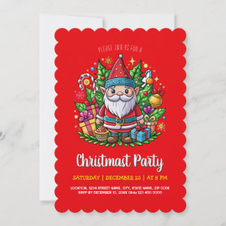 Festive Elf Christmas Party Invitation