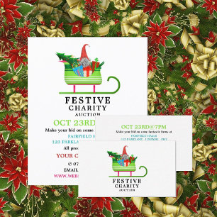 Festive Elf Sleigh, Festive Charity Auction Event Business Card