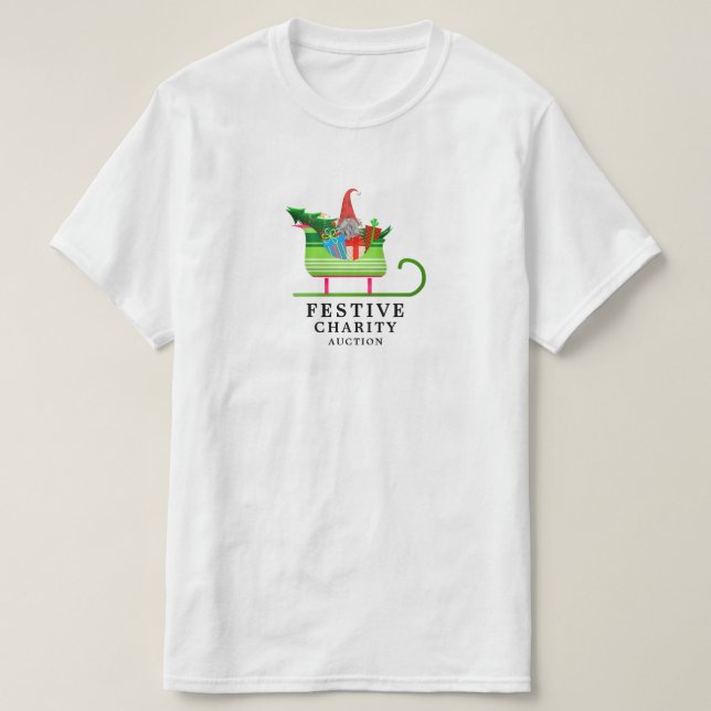 Festive Elf Sleigh, Festive Charity Auction Event T-Shirt (Design Front)