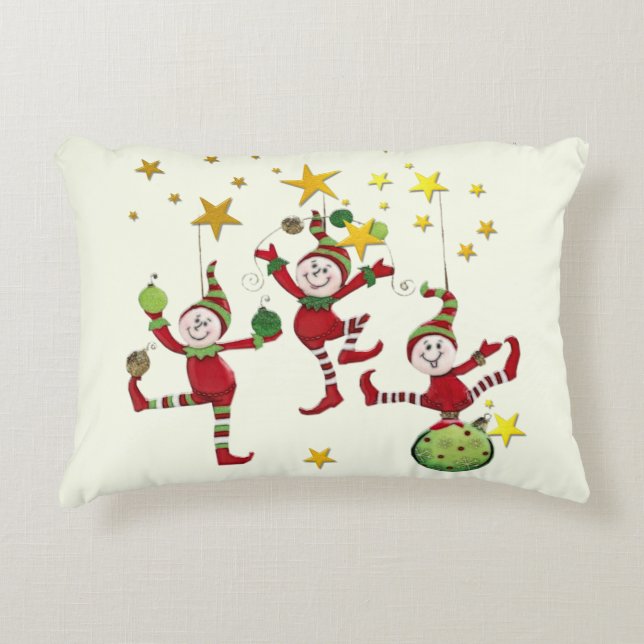 Festive Elves Christmas DECOR Decorative Cushion (Front)