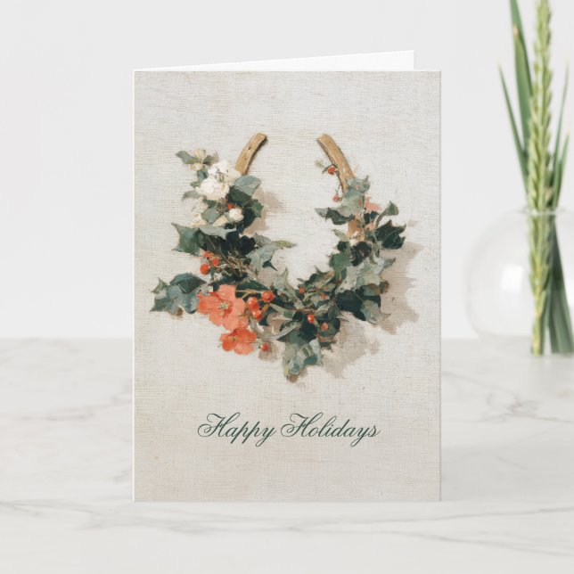 Festive Equestrian Business Photo Christmas Holiday Card (Front)