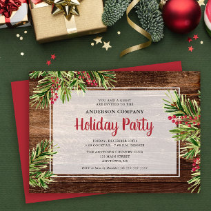 Festive Evergreen Business Christmas Party Invitation