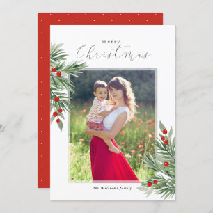 Festive Evergreen Christmas Photo Card