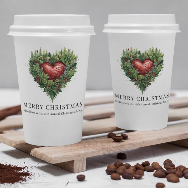 Festive Evergreen Heart Paper Cups (Creator Uploaded)