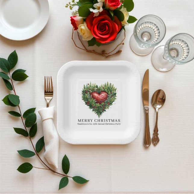 Festive Evergreen Heart Paper Plate (Creator Uploaded)
