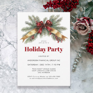 Festive Evergreens Corporate Holiday Party Invitation