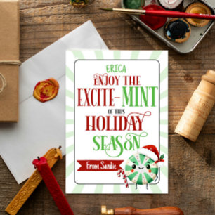 Festive Excite-Mint Holiday Card with Custom Name