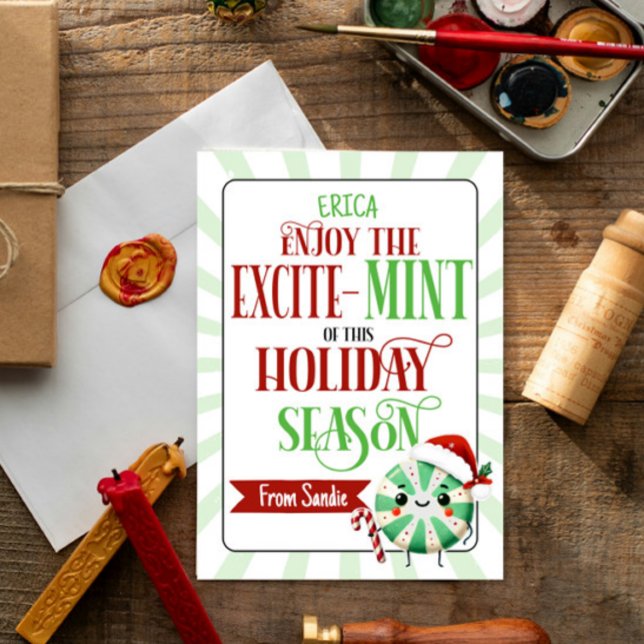 Festive Excite-Mint Holiday Card with Custom Name (Creator Uploaded)