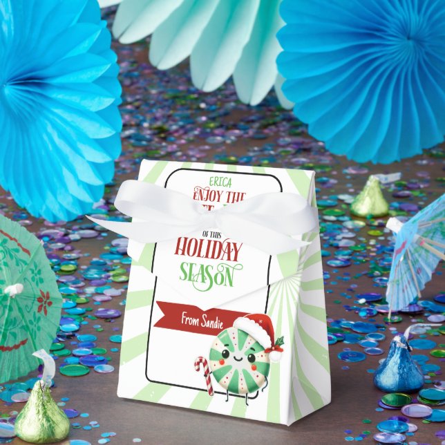 Festive Excite-Mint Holiday Card with Custom Name Favour Box (Party)