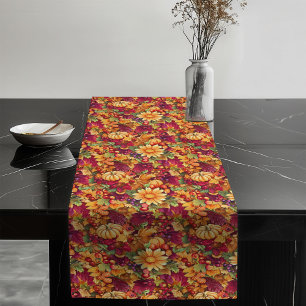 Festive Fall Blooms Pumpkin Cosy Atmosphere Long Table Runner