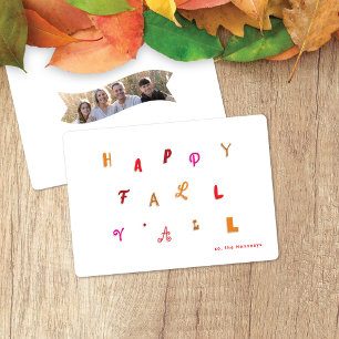 Festive Fall Colors Type Happy Fall Y'all  Holiday Card