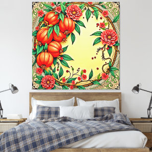 Festive Fall Floral Illustration Design Canvas Print